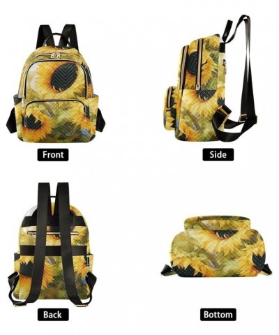 Yellow Sunflower Green Women's Backpack Wallet Casual Small Backpack Fashion Women's Travel Bag School Backpack Color033 Smal...