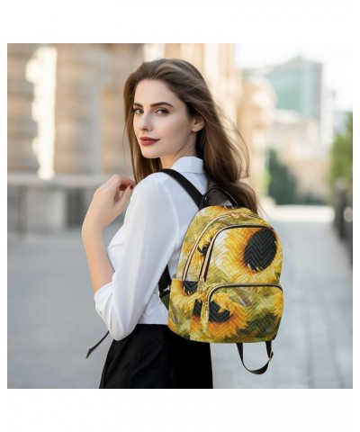 Yellow Sunflower Green Women's Backpack Wallet Casual Small Backpack Fashion Women's Travel Bag School Backpack Color033 Smal...