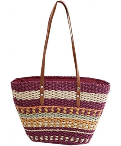 Straw Bag Straw Handbags Tote Bag for Women Colorful Striped Straw Hobo Shoulder Bags Summer Bag Woven Beach Bag Rose $14.50 ...