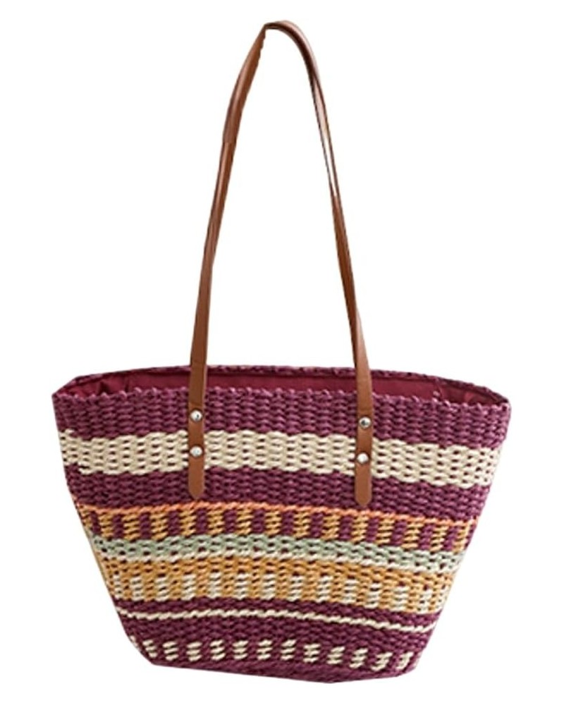 Straw Bag Straw Handbags Tote Bag for Women Colorful Striped Straw Hobo Shoulder Bags Summer Bag Woven Beach Bag Rose $14.50 ...