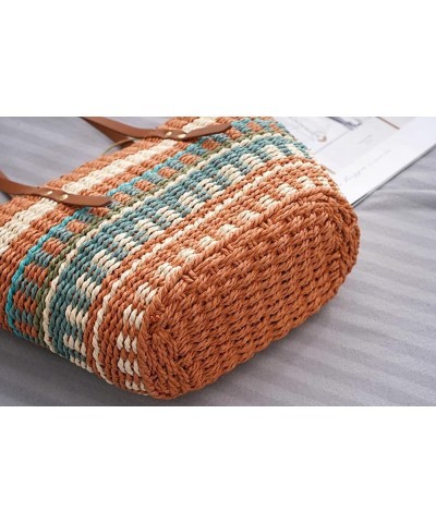 Straw Bag Straw Handbags Tote Bag for Women Colorful Striped Straw Hobo Shoulder Bags Summer Bag Woven Beach Bag Rose $14.50 ...