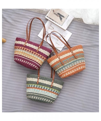 Straw Bag Straw Handbags Tote Bag for Women Colorful Striped Straw Hobo Shoulder Bags Summer Bag Woven Beach Bag Rose $14.50 ...