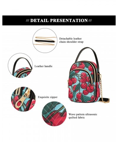 Cherry Tiled Pattern Women's Crossbody Handbags with Zipper, Casual Leather Cell Phone Purse Crossbody Bags for Ladies $10.66...