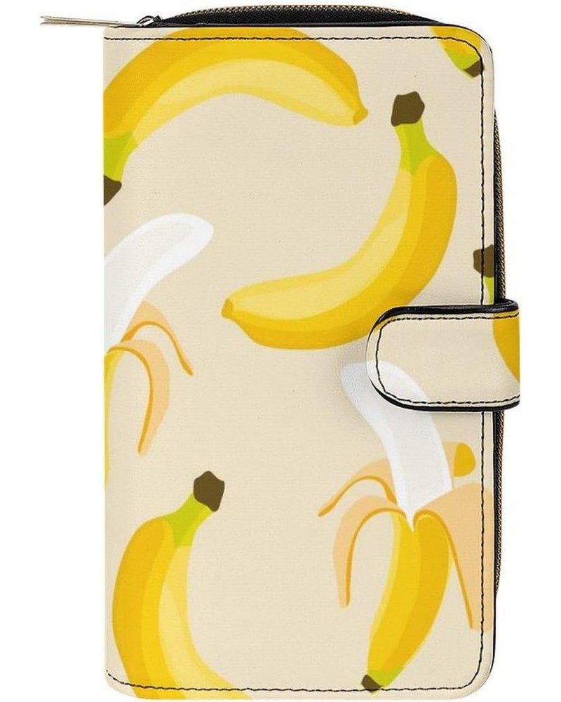 Banana Pattern Long Bifold Wallet for Women Card Holder Purse Zippered Handbag Coin Organizer $26.94 Wallets