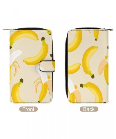 Banana Pattern Long Bifold Wallet for Women Card Holder Purse Zippered Handbag Coin Organizer $26.94 Wallets