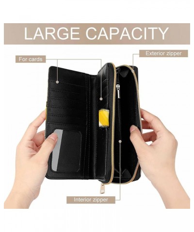 Banana Pattern Long Bifold Wallet for Women Card Holder Purse Zippered Handbag Coin Organizer $26.94 Wallets