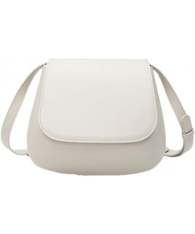 Women Trendy Flap Crossbody Bag Versatile Solid Color PU Leather Shoulder Bag A-white $17.04 Crossbody Bags