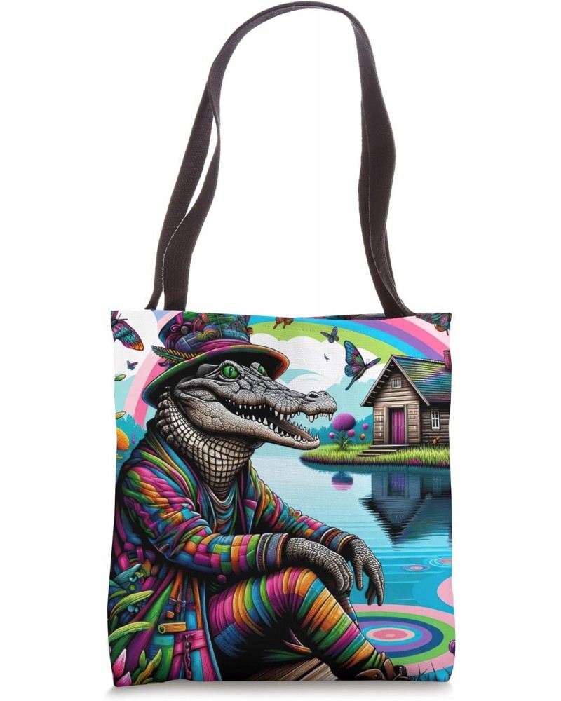 Strange Aesthetic Weirdcore Oddcore Dreamcore Crocodile Tote Bag $9.24 Totes