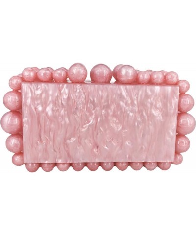 Acrylic Marble Clutch Purse for Women, Beaded Evening Bag for Prom Party Bridal Wedding Box Handbag Pink $22.55 Evening Bags