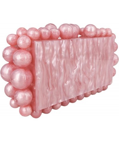 Acrylic Marble Clutch Purse for Women, Beaded Evening Bag for Prom Party Bridal Wedding Box Handbag Pink $22.55 Evening Bags