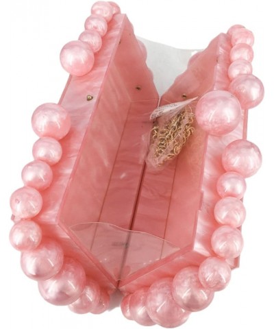 Acrylic Marble Clutch Purse for Women, Beaded Evening Bag for Prom Party Bridal Wedding Box Handbag Pink $22.55 Evening Bags