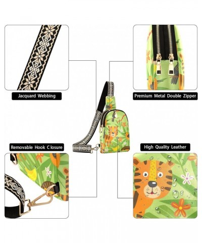 Lion Giraffe Crossbody Sling Bag for Women Men Leather Chest Bags Purse Adjustable Cross Body Daypack for Traveling Work Shop...