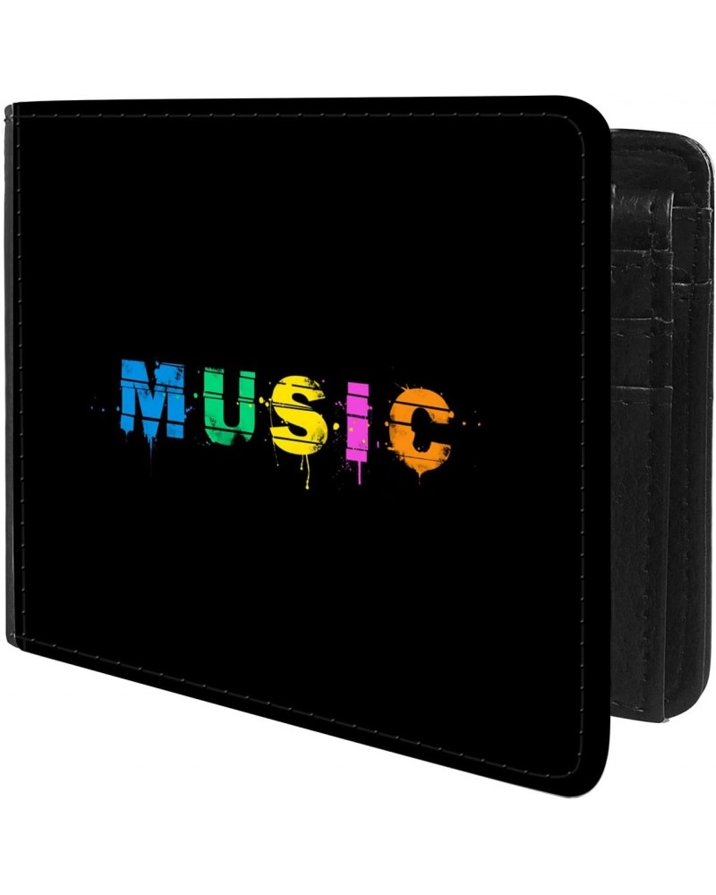 Unique Desige Pattern - Watercolor Paint Splash Text Music, Slim Front Pocket Wallet Billfold RFID Blocking $8.34 Wallets