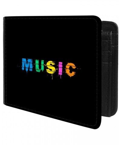 Unique Desige Pattern - Watercolor Paint Splash Text Music, Slim Front Pocket Wallet Billfold RFID Blocking $8.34 Wallets