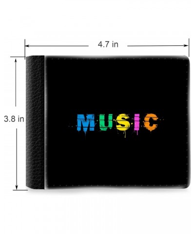 Unique Desige Pattern - Watercolor Paint Splash Text Music, Slim Front Pocket Wallet Billfold RFID Blocking $8.34 Wallets