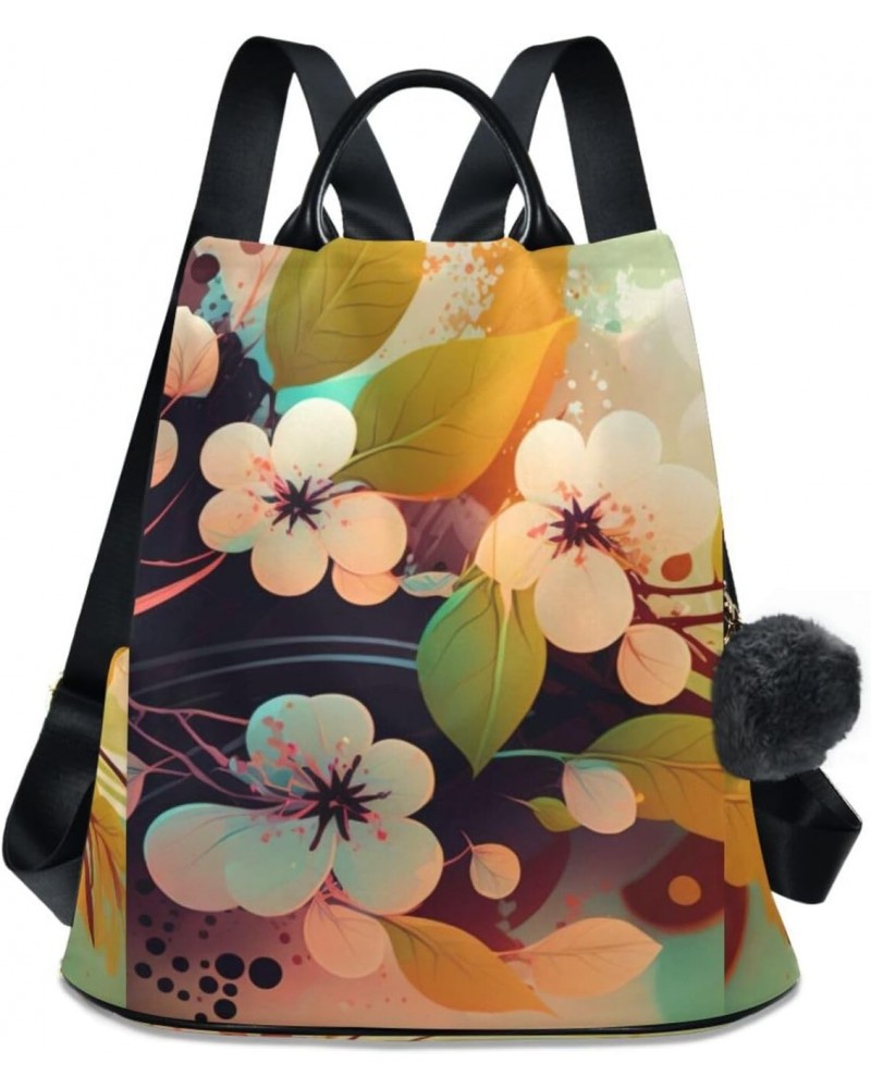 Painting Flowers Backpack for Women, Fashion Anti Theft Casual Daypack Shoulder Bag Purse for Travel Work 15 inches $21.31 Ba...