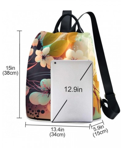 Painting Flowers Backpack for Women, Fashion Anti Theft Casual Daypack Shoulder Bag Purse for Travel Work 15 inches $21.31 Ba...