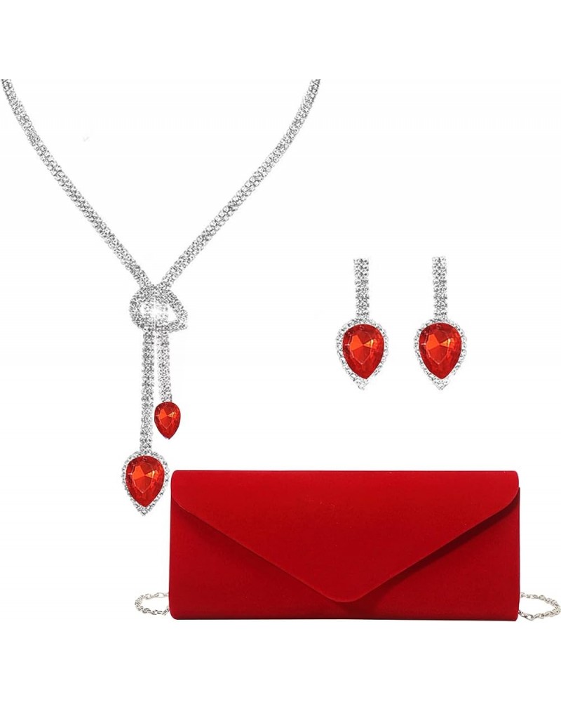 4Pcs Clutch Purses Jewelry Set for Women Rhinestone Evening Purses For Wedding Party Prom 5-red $11.70 Evening Bags