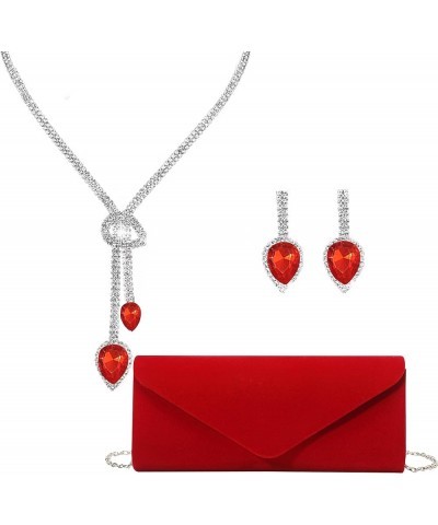 4Pcs Clutch Purses Jewelry Set for Women Rhinestone Evening Purses For Wedding Party Prom 5-red $11.70 Evening Bags