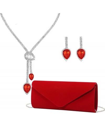 4Pcs Clutch Purses Jewelry Set for Women Rhinestone Evening Purses For Wedding Party Prom 5-red $11.70 Evening Bags