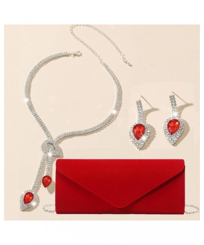 4Pcs Clutch Purses Jewelry Set for Women Rhinestone Evening Purses For Wedding Party Prom 5-red $11.70 Evening Bags