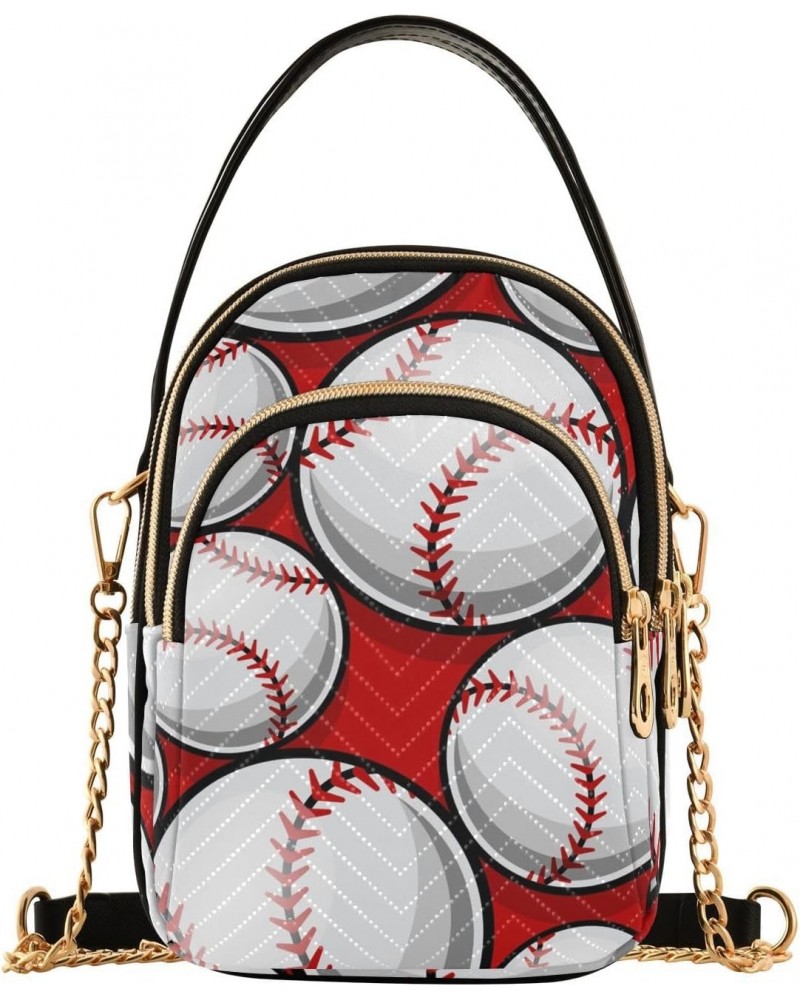 Baseball Softball Ball Multi Pockets Crossbody Bags for Women Zip Cell Phone Purse Wallet Bag with Detachable Shoulder Strap ...