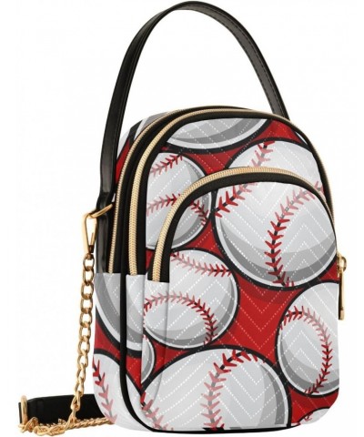 Baseball Softball Ball Multi Pockets Crossbody Bags for Women Zip Cell Phone Purse Wallet Bag with Detachable Shoulder Strap ...