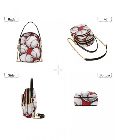 Baseball Softball Ball Multi Pockets Crossbody Bags for Women Zip Cell Phone Purse Wallet Bag with Detachable Shoulder Strap ...