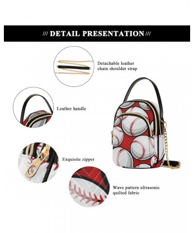 Baseball Softball Ball Multi Pockets Crossbody Bags for Women Zip Cell Phone Purse Wallet Bag with Detachable Shoulder Strap ...