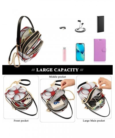 Baseball Softball Ball Multi Pockets Crossbody Bags for Women Zip Cell Phone Purse Wallet Bag with Detachable Shoulder Strap ...