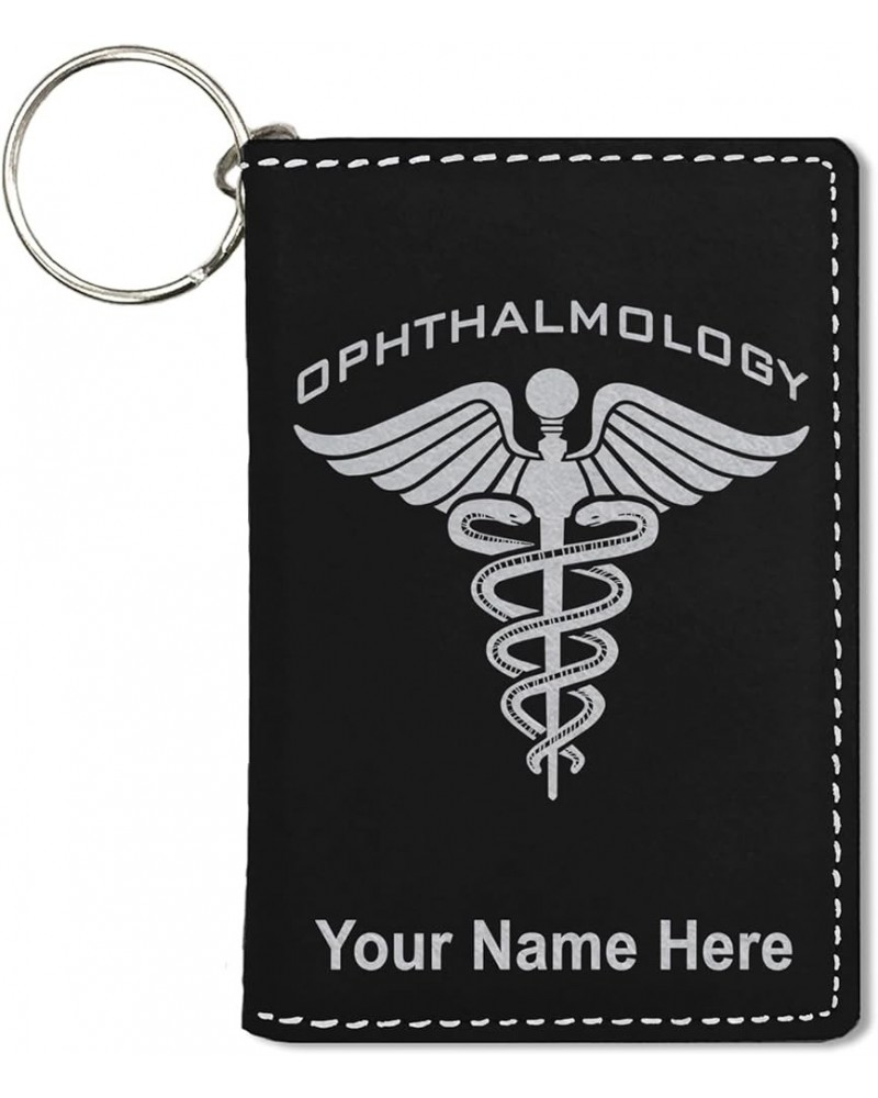 ID Holder Wallet, Ophthalmology, Personalized Engraving Included (Light Brown) Black with Silver $16.23 Wallets