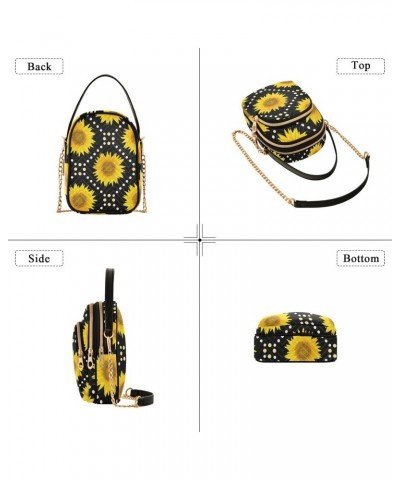 Black Sunflowers Crossbody Bag for Women Cell Phone Purse Wallet with Removable Chain Shoulder Handbag for Travel Phone Work ...