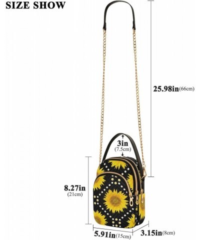 Black Sunflowers Crossbody Bag for Women Cell Phone Purse Wallet with Removable Chain Shoulder Handbag for Travel Phone Work ...