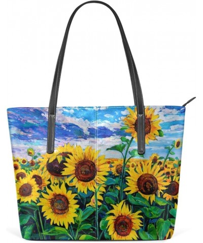 Handbags for Women Tote Bags with 11.08"(L) x 3.54"(W) x 11.02"(W) - Pink Oil Painting Sunflower 02 $20.28 Totes