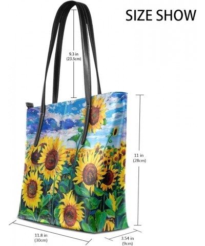 Handbags for Women Tote Bags with 11.08"(L) x 3.54"(W) x 11.02"(W) - Pink Oil Painting Sunflower 02 $20.28 Totes