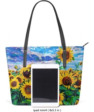 Handbags for Women Tote Bags with 11.08"(L) x 3.54"(W) x 11.02"(W) - Pink Oil Painting Sunflower 02 $20.28 Totes