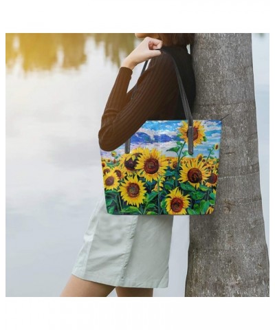 Handbags for Women Tote Bags with 11.08"(L) x 3.54"(W) x 11.02"(W) - Pink Oil Painting Sunflower 02 $20.28 Totes