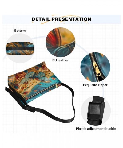 Elegant Butterfly Shoulder Bag Large Slouchy Hobo Bag for Women Men Waterproof PU Leather Crossbody Handbag Casual Tote with ...