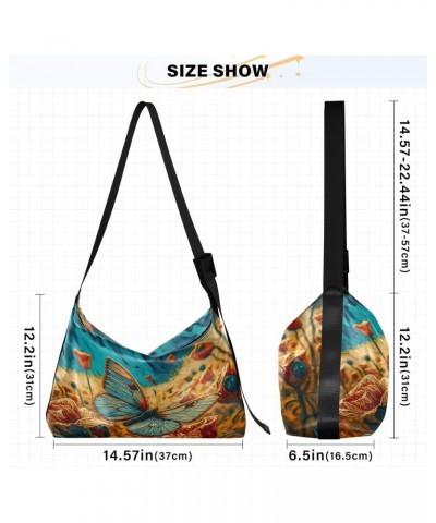 Elegant Butterfly Shoulder Bag Large Slouchy Hobo Bag for Women Men Waterproof PU Leather Crossbody Handbag Casual Tote with ...