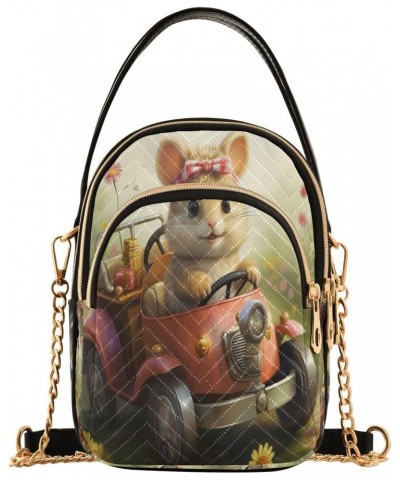 Spring Outing Cat Crossbody Handbags for Women Casual Leather Shoulder Phone Purse $14.81 Crossbody Bags