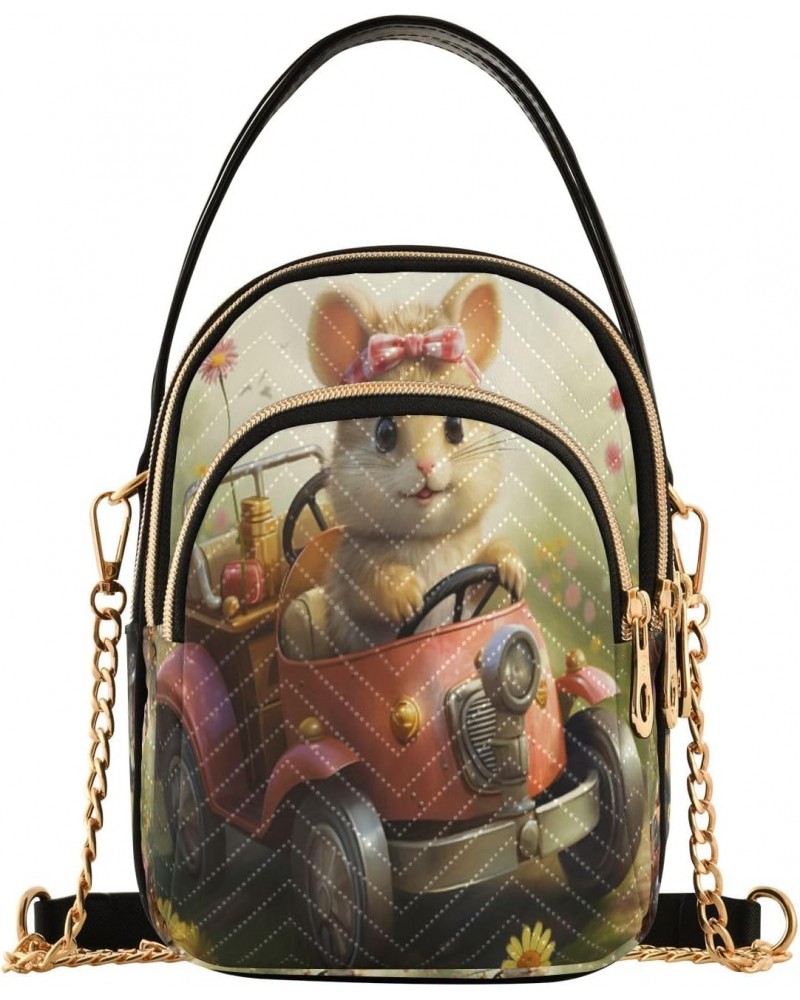 Spring Outing Cat Crossbody Handbags for Women Casual Leather Shoulder Phone Purse $14.81 Crossbody Bags