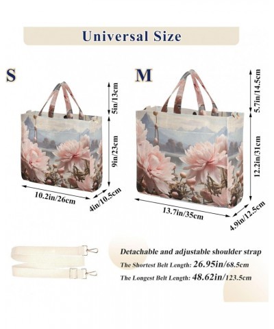 Tote Bag Beautiful Pink Flowers Trendy Corduroy Bag Crossbody Bag with Zipper and Magnetic Clasp $15.63 Totes