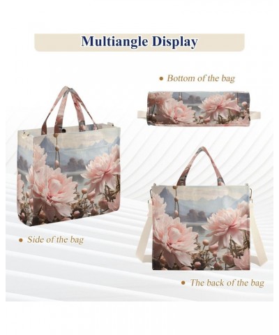 Tote Bag Beautiful Pink Flowers Trendy Corduroy Bag Crossbody Bag with Zipper and Magnetic Clasp $15.63 Totes