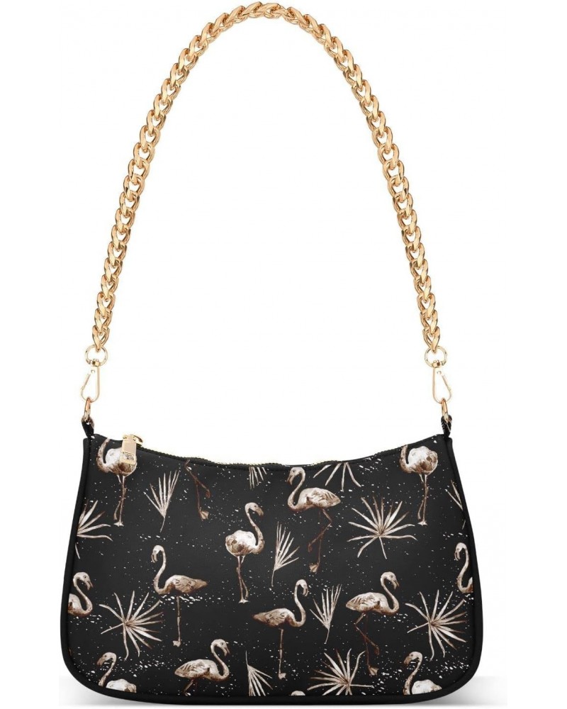 Flamingo Tropical Shoulder Bag for Women Chain Tote Bags Trendy Underarm Handbag Clutch Purse with Zipper Closure $15.30 Totes