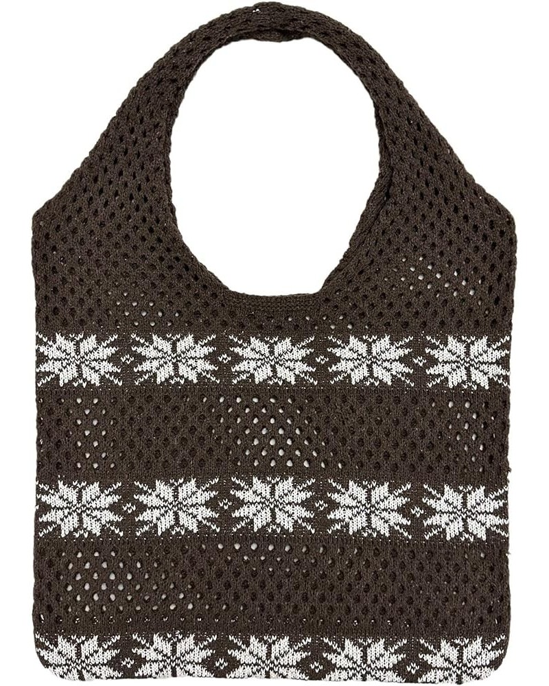 Y2K Fairycore Cute Crochet Tote Bag Downtown Girl Aesthetic Purse Hippie Hollow-out Hobo Bag Grunge Indie Accessories Coffee ...