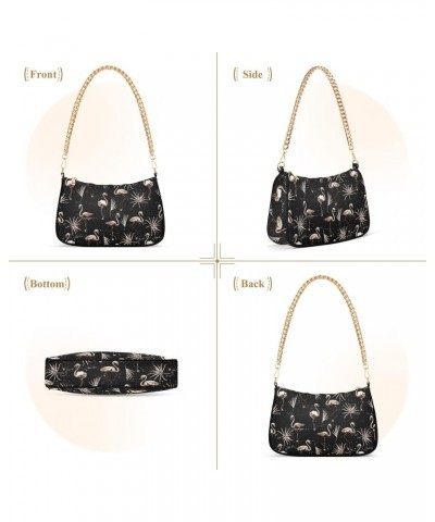 Flamingo Tropical Shoulder Bag for Women Chain Tote Bags Trendy Underarm Handbag Clutch Purse with Zipper Closure $15.30 Totes