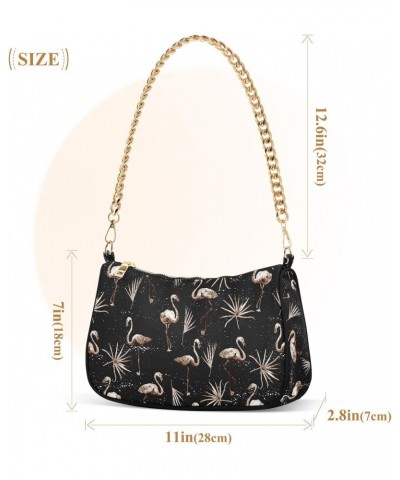 Flamingo Tropical Shoulder Bag for Women Chain Tote Bags Trendy Underarm Handbag Clutch Purse with Zipper Closure $15.30 Totes