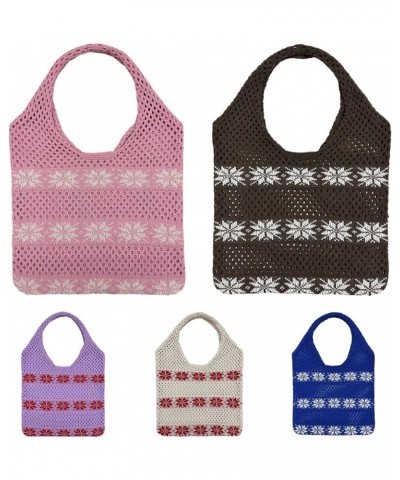 Y2K Fairycore Cute Crochet Tote Bag Downtown Girl Aesthetic Purse Hippie Hollow-out Hobo Bag Grunge Indie Accessories Coffee ...