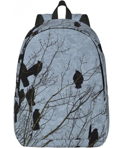 Black Crow Birds Print Unisex Canvas Backpack Cute Backpack For Travel Sports Casual Aesthetic Backpack Black Small $22.26 Ba...