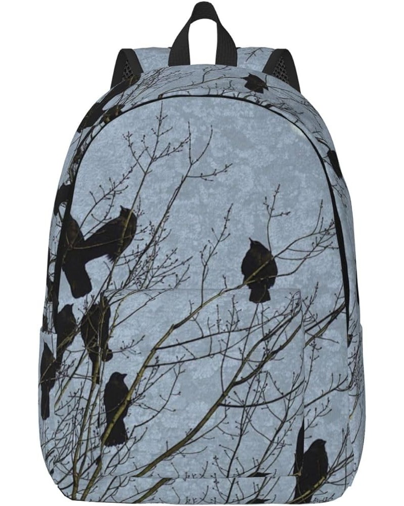 Black Crow Birds Print Unisex Canvas Backpack Cute Backpack For Travel Sports Casual Aesthetic Backpack Black Small $22.26 Ba...